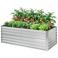 Outsunny Galvanized Raised Garden Bed, Steel Outdoor Planters with Reinforced Rods, 71" x 36" x 23", Silver(m-11)