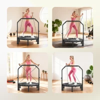 Soozier 40" Foldable Mini Trampoline, Rebounder Trampoline for Adults with Adjustable Foam Handle, Black(m-8)