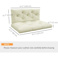 Outsunny 2 Seater 5" Thick Outdoor Seat Cushions with Back Cushion for Pallet, Loveseat Outdoor Furniture Cushions, Cream White(m-3)