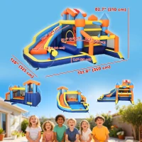 Qaba Bouncy Castle for Kids, Inflatable Bounce House with Slide, Pool (Ball Pit), Climbing Wall and Blower for Indoor Outdoor(m-3)