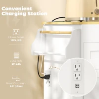 HOMCOM Kitchen Island with Sliding Expandable Top, Rolling Kitchen Cart with Drawers, Cabinets & Spice Rack, White(m-5)