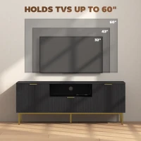 HOMCOM Modern TV Console for TVs up to 60 Inch, Entertainment Center with Smart RGB LED Lights and Soft Close Doors, Black(m-7)