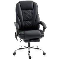 Vinsetto Massage Office Chair, Reclining Computer Chair with Adjustable Height and Footrest, Black(m-2)