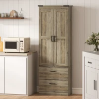 HOMCOM 67" Tall Kitchen Pantry Storage Cabinet, Kitchen Pantry Cabinet with Doors, Drawers and Adjustable Shelves, Light Ivory(m-9)