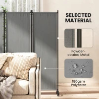 Outsunny Folding Room Divider with Castor Wheels, Rolling Privacy Screen for Home Office Bedroom, 5.6ft Tall(m-9)