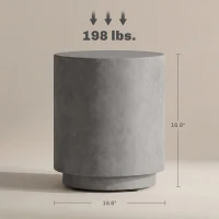 HOMCOM Lightweight Accent Table with Concrete Finish Round Side Table, Light Gray(m-3)