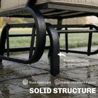 Outsunny Patio Glider, Outdoor Glider Chair with Cushions, Steel Frame, Curved Armrests, Beige(m-5)