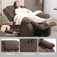 HOMCOM Overstuffed Power Lift Recliner Chair with Vibration Massage and Heat, Side Pockets, Pocket Spring, for Adults, Brown(m-8)