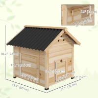 PawHut Duck Coop, Wooden Duck House with Openable Roof & Double Doors, Natural Wood(m-3)