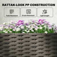 Outsunny 3PCS Plastic Planter Box with Trellis, Self-Watering Raised Garden Bed with Trellis and Automatic Watering Timer Kit(m-8)