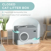 PawHut Cat Litter Box, Litter Tray, Front Entry, Top Exit, 20.5" x 16" x 15"(m-7)