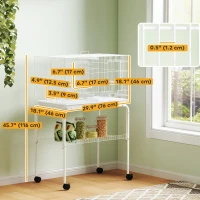 PawHut 46" H Bird Cage, Large Parakeet Cage for Budgie, Lovebird, Canary, Finches with Divider, White(m-3)