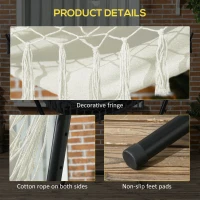 Outsunny Patio Hammock Chair with Stand, Outdoor Hammock Swing Hanging Lounge Chair with Side Pocket and Headrest, Cream(m-6)