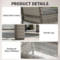 Outsunny 4 Pieces Patio Furniture Set with A Loveseat, Two Armchairs and A Coffee Table, Outdoor Conversation Set, Dark Grey(m-6)