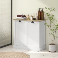 HOMCOM Dual Tilt out Laundry Hamper Cabinet with 2 Removable Basket, Modern Bathroom Storage Cabinet with Shaker Doors and Handles, White(m-10)