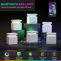 HOMCOM Nightstand, Bedside Table with LED Lights and 2 Drawers for Bedroom, Living Room, White(m-4)