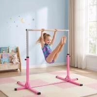 Soozier Gymnastics Bar for Kids, Adjustable Height Kip Bar for Home, Pink(m-10)