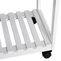 HOMCOM Kitchen Trolley 3 Piece Kitchen Cart Set Drop Leaf Breakfast Table and 2 Stools w/ Rolling Wheels & Towel Bars, Wood & White(m-11)