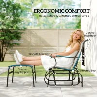 Outsunny Outdoor Glider with Ottoman, Patio Glider Chair Set with High Back, Wide Seat for Porch, Garden, Backyard, Gray(m-5)