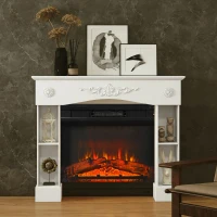 HOMCOM Baroque Fireplace Mantel, Freestanding Fireplace Surround with Leg for Electric Fireplaces, 45.3" W x 39.4" H, White(m-9)