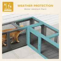 PawHut Wooden 98" Cat Tunnel for Outdoor with Combinable Design, 8 Doors, Dark Gray(m-8)