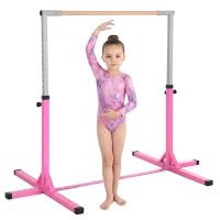 Soozier Gymnastics Bar for Kids, Adjustable Height Kip Bar for Home, Pink(m-11)
