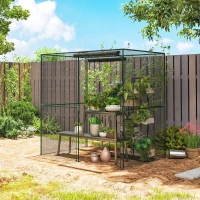 Outsunny 6' x 4' x 6' Crop Cage, Plant Protection Tent with Zippered Doors for Vegetable Garden, Backyard, Black(m-9)