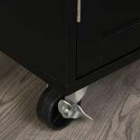 HOMCOM Rolling Kitchen Island Cart with Wood Top, Enough Storage Drawer Space with Towel Bar Rack Shelves, Portable Kitchen Utility Serving Cart Trolley on Wheels, Black(m-14)