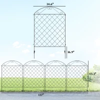 Outsunny Garden Fence, 4 Pack Steel Fence Panels, 11.5' L x 43" H, Rust-Resistant Decorative Border Flower Edging for Yard, Landscape, Patio, Outdoor Decor, Curved Vines(m-3)
