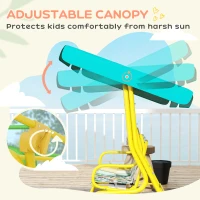 Qaba Kids Porch Swing, 2-Seater Patio Swing Bench with Safety Belts, Adjustable Canopy for Backyard, Garden, Green(m-4)