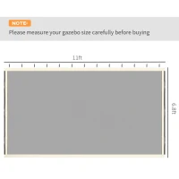 Outsunny Replacement Mesh Sidewall Netting for 10' x 12' Gazebos and Canopy Tents with Zippers, (Sidewall Only) Cream(m-3)