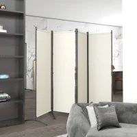 Outsunny Folding Room Divider, Privacy Screen for Home Office Bedroom, 5.6FT Tall, Cream White(m-10)
