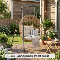 Outsunny Hammock Chair Stand  Indoor and Outdoor Use with Anti-Slip Foot Pads, 2 Carabiners, Gray(m-10)