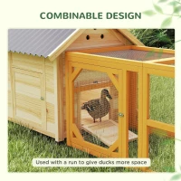 PawHut Duck Coop, Wooden Duck House with Openable Roof & Double Doors, Natural Wood(m-9)