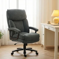 HOMCOM Big and Tall Executive Office Chair, Up to 450 lbs. Heavy Duty Desk Chair, Computer Chair for Heavy People, Gray(m-10)