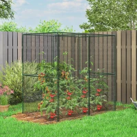 Outsunny 6' x 4' x 6' Crop Cage, Plant Protection Tent with Zippered Doors for Vegetable Garden, Backyard, Black(m-2)