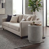 HOMCOM Lightweight Accent Table with Concrete Finish Round Side Table, Light Gray(m-9)