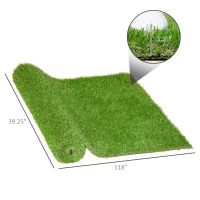 Outsunny 10' x 3' Artificial Turf Grass with Simulated Look & Feel UV Protection, & Drain Holes for Rain, 1.25" Height(m-3)