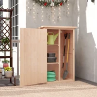 Outsunny 29.9"x21.7"x45.3"Garden Storage Shed with Asphalt Roof, Outdoor Storage Cabinet w/ Shelves, Natural(m-9)