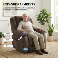 HOMCOM Overstuffed Power Lift Recliner Chair with Vibration Massage and Heat, Side Pockets, Pocket Spring, for Adults, Brown(m-7)