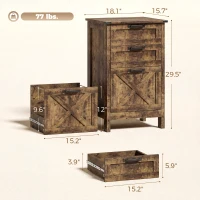HOMCOM Vertical File Cabinet with 3 Drawers, Rustic Farmhouse Office Storage Cabinet for A4, Letter Size, Rustic Brown(m-3)
