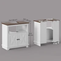 kleankin Farmhouse Bathroom Sink Cabinet, Pedestal Sink Storage Cabinet with Double Doors and Shelves, White(m-3)