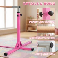 Soozier Gymnastics Bar for Kids, Adjustable Height Kip Bar for Home, Pink(m-6)