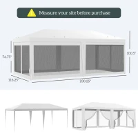 Outsunny 10' x 20' Party Tent, Outdoor Wedding Canopy & Gazebo with Removable Sidewalls, Shade Shelter for Events, BBQs, White(m-3)