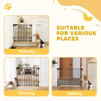 PawHut 29"-44" Wide Dog Gate, 29" H, Pet Gate with Auto-Close, Single Hand Operation, Wall-Mounted, No-Threshold Design(m-10)