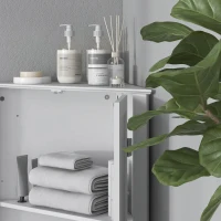 kleankin Modern Bathroom Storage Cabinet, Corner Cabinet with Doors, Bathroom Cabinet with Adjustable Shelf and Recessed Door, White(m-11)