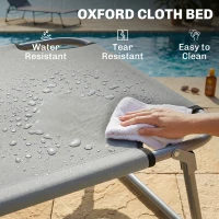 Outsunny Outdoor Lounge Chair, Adjustable Folding Chaise Lounge, Tanning Chair with Sun Shade for Beach, Camping, Hiking, Backyard, Light Grey(m-6)