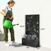 Outsunny Metal Garden Bed with Trellis for Climbing Plants, Freestanding or Wall Mounted Flower Bed for Garden, Patio, Balcony(m-3)