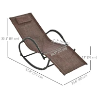 Outsunny Zero Gravity Rocking Lounge Chair, Patio Rocker w/ Removable Pillow, Recliner Seat for Indoor & Outdoor, Breathable Texteline, Brown(m-3)