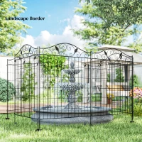 Outsunny Garden Fence, 4 Pack, 44 in(H) x 12 ft(L) Folding Garden Fence Border, No Dig Ground Stake Metal Fence Panels for Outdoor Patio Yard Landscape(m-7)